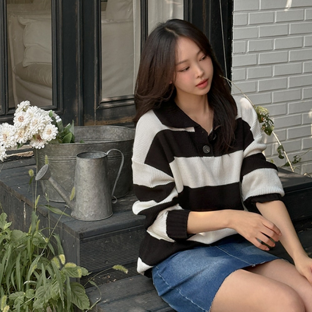 (JSTYLEのイーブレット) イーブレットレースダインストライプカラーニット Jスタイル