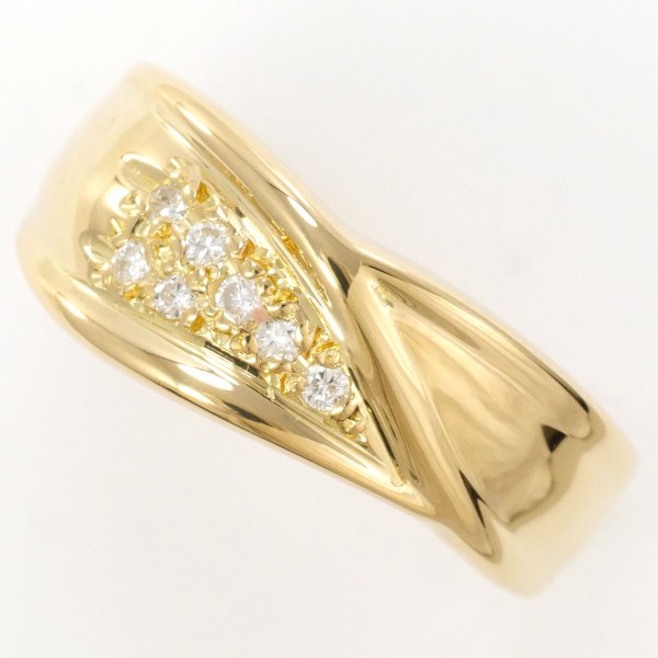 K18 18金 YG イエローゴールド リング 指輪 9号 ダイヤ ジュエリー 中古