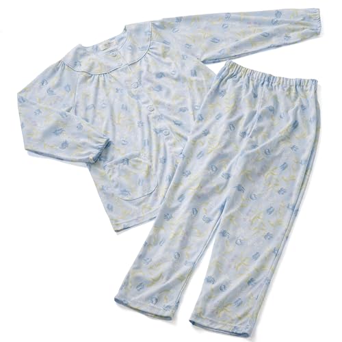 trust map 介護 パジャマ 通年用 レディース ワンタッチ 前開き 長袖 女性 婦人 介護用 入院 入所 シニア サポート 柄おまかせ