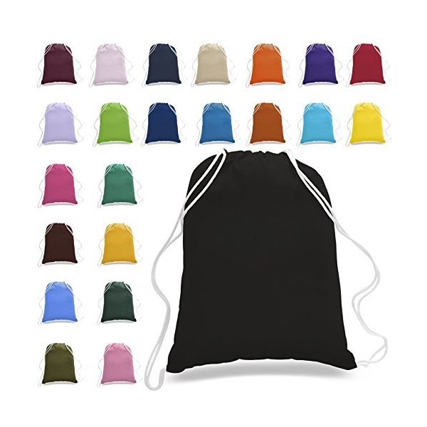 24 Pack Wholesale Apparel Bags 100% Cotton Reusable Eco Friendly Gym Tote Bags Drawstring Bags in Bu旅行バッグ