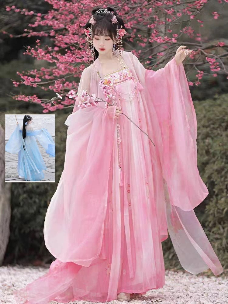 漢服セット グラデーション 中華風コスプレ 羽織 ドレス 唐装 レディース 舞台衣装 中華服 チャイナ服 中華コスプレ衣装 中華衣裳 エスニック 唐時代 古代 時代劇 華流 コスチューム ハロウィン