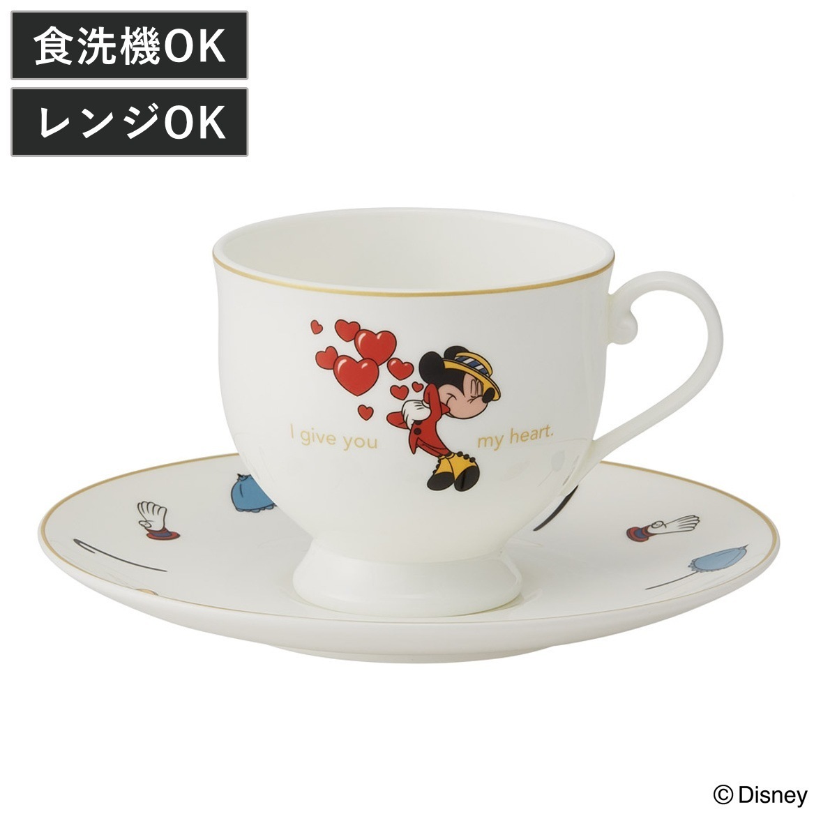 カップ ソーサー カップ＆ソーサー ミッキー＆ミニー 日本製 電子レンジ対応 食洗機対応 磁器 ディズニー キャラクター かわいい マグ コップ 240ml コーヒーカップ ティーカップ