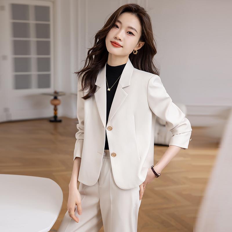 レディース パンツスーツ セットアップ パンツ 上着 スーツ襟 黒 白 ピンク オフィスウェア 接客 ミニマル モダン フォーマル エレガント シンプル テーラード スーツ襟
