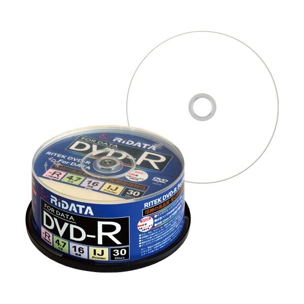 （まとめ） RiDATA データ用DVD-R4.7GB 1-16倍速 ホワイトワイドプリンタブル スピンドルケース D-R16X47G.PW30SP B1パック（30枚） 10セット