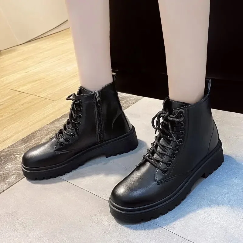 女性用ショートブーツ,素敵なアンクルブーツ,作業服,クラシックな靴,新しいファッション,秋冬,2024 - 322