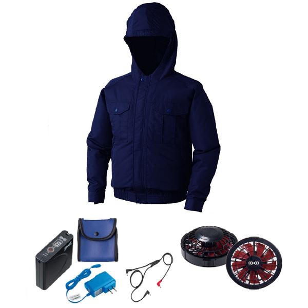 KU90810 空調服 ポリエステル製フード付 FAN2200BR/LISUPER1 紺色 3L