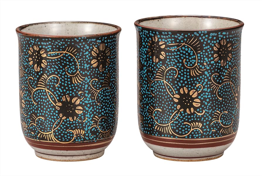 ナカマル『九谷焼』組湯呑青粒鉄仙 K9-752