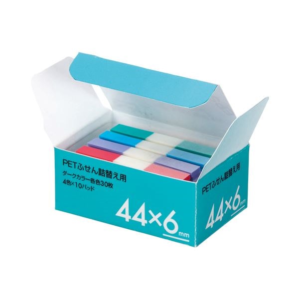 （まとめ） TANOSEE PETふせん 詰替用 446mm ダークカラー4色 1パック（10パッド） 10セット