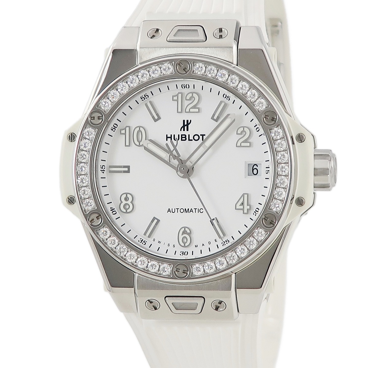 ビッグバン ワンクリック スチールホワイト 465.SE.2010.RW.1204 自動巻き メンズ OH済 純正ダイヤ ホワイト 3年保証