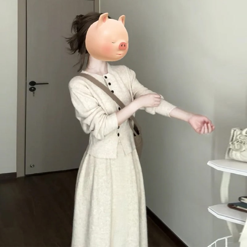 Xiaoxiang ニットドレス女性用 2024 秋に着られる小柄な人のための新しい秋のスタイル