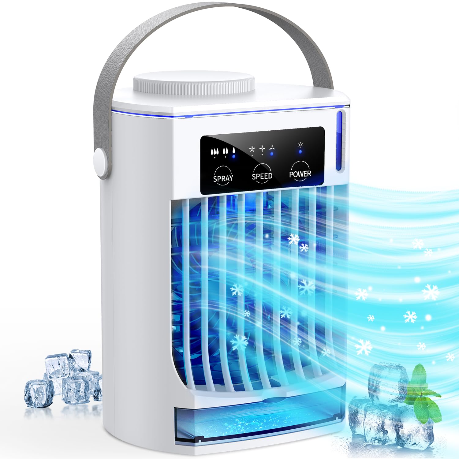 冷風機 冷風扇 【2024新モデル1台４役 急速冷却】 卓上冷風機 小型 水冷エアコン 静音 パワフル 3段階風量調節 大容量タンク 氷いれ可能 冷却加湿 冷風扇風機 USB給電式 ポータブルクー 7,757円