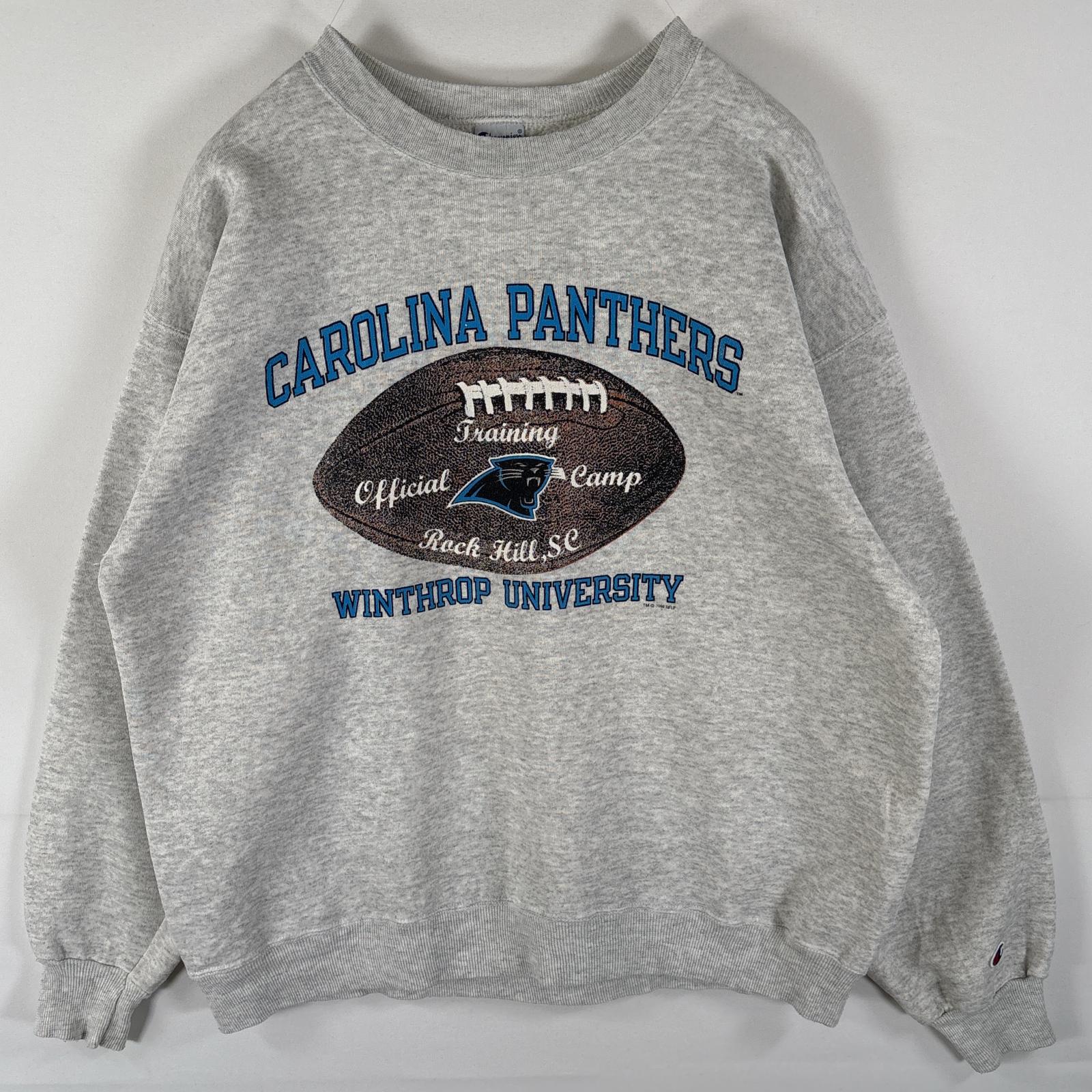 古着 90s/90年代 USA製 スウェット トレーナー プルオーバー クルーネック NFL 3段プリント カレッジ 大きいサイズ XL グレー メンズ