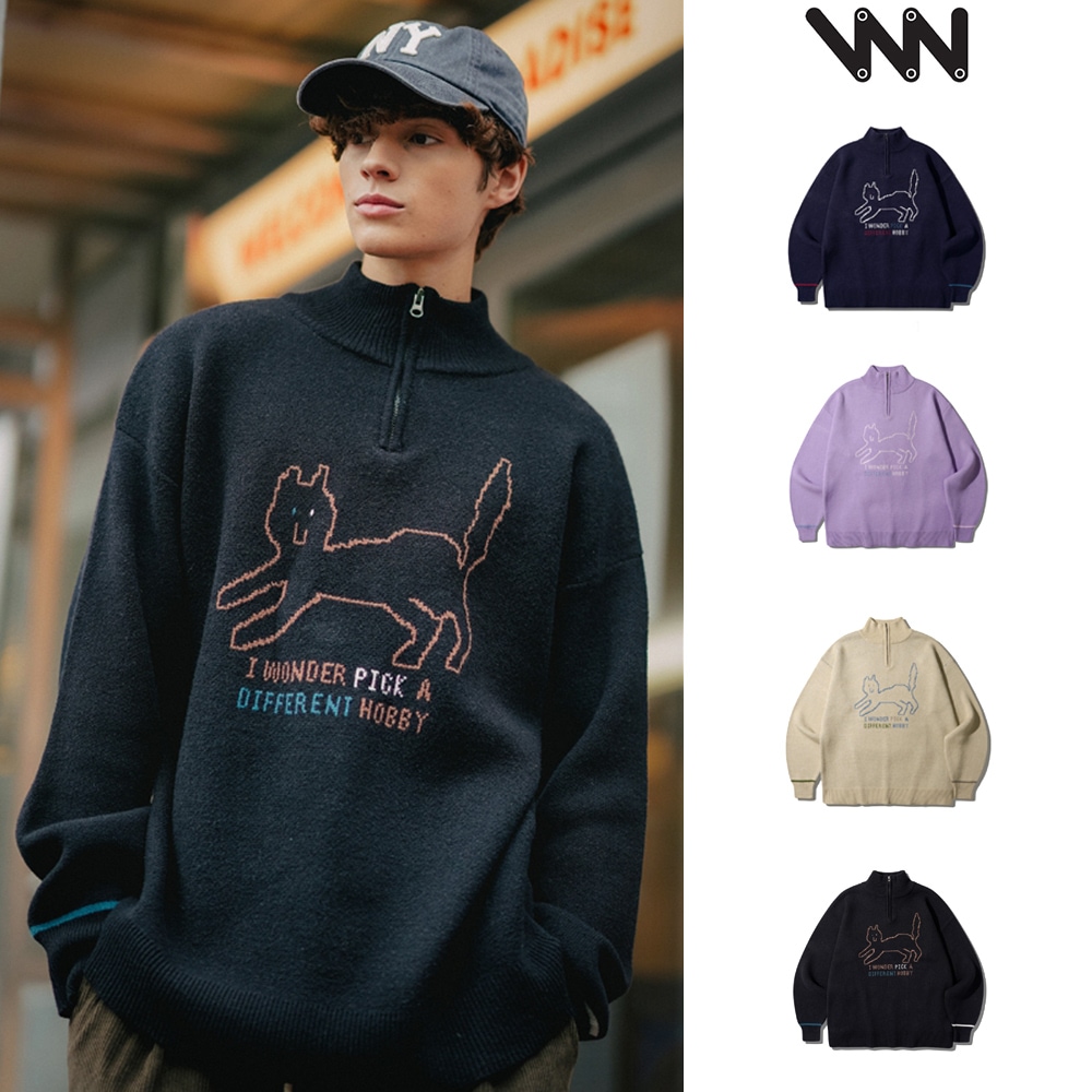 [WV PROJECT]★DIFFERENT KNIT HALF ZIPUP WV PROJECT] Different Knit Half Zip-up ニット