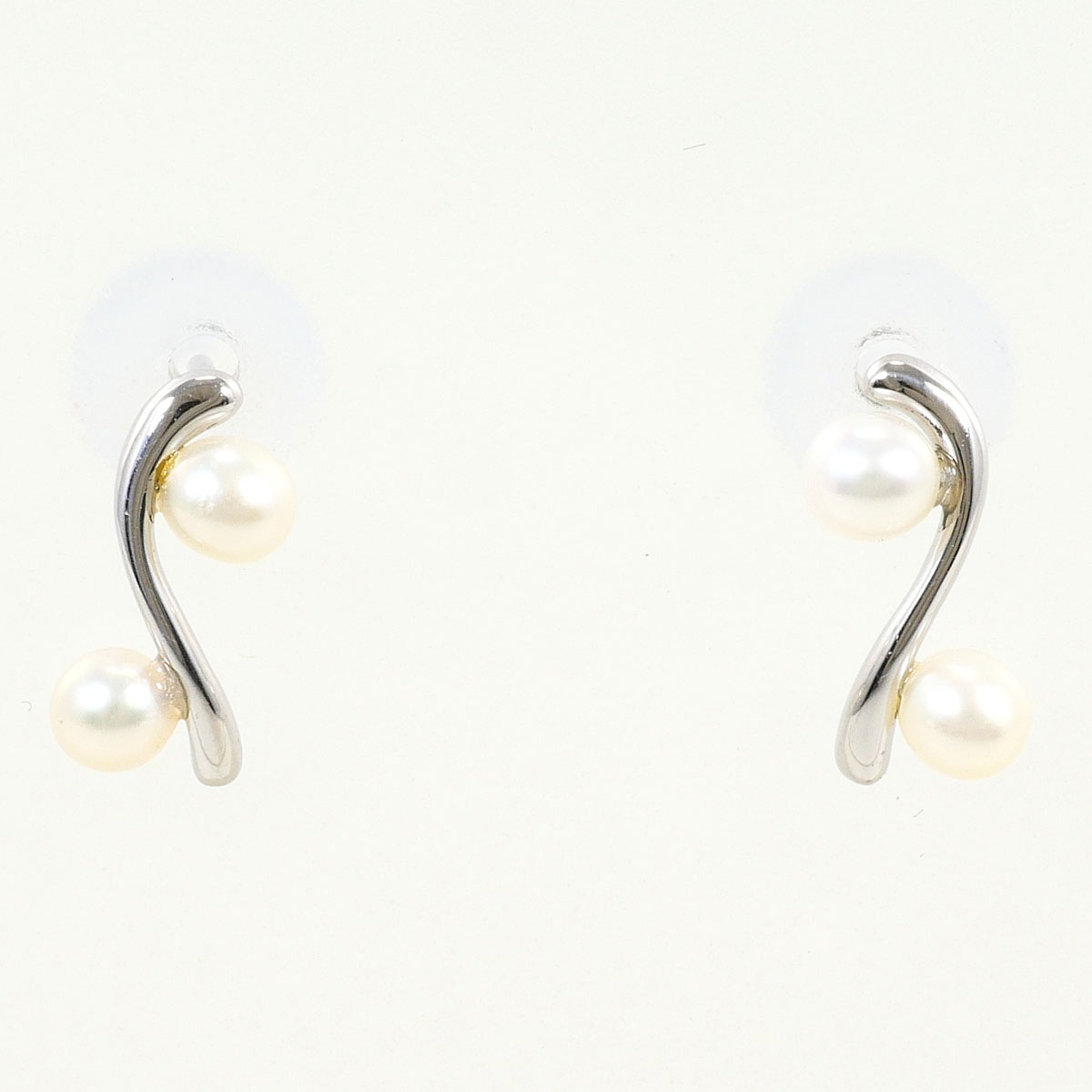 K10 10金 WG ホワイトゴールド ピアス パール（真珠） 総重量約0.5g ジュエリー 中古