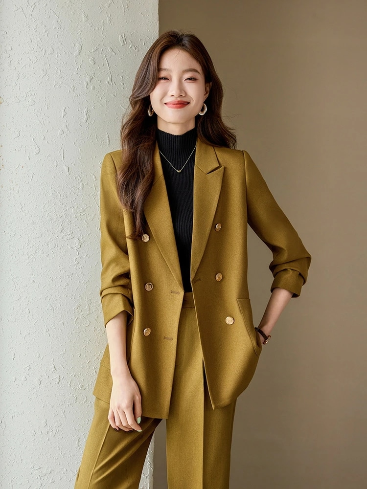 通勤 用 仕事服 セットアップ スーツ コーヒーブラウン 春秋 おしゃれ 面接 高級感