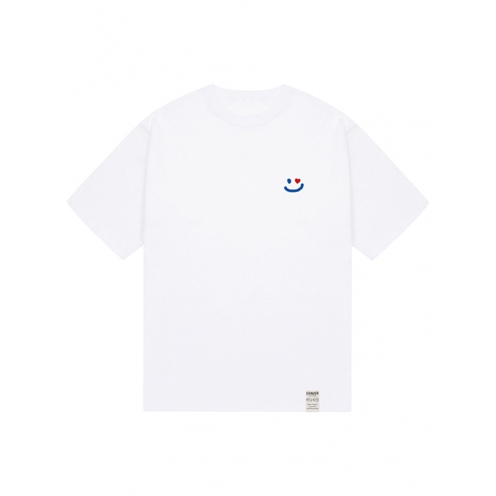 グラバードローイングスモールハートショートスリーブ T シャツホワイト