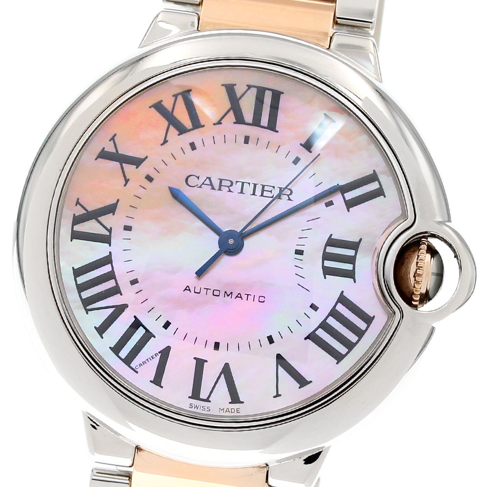 カルティエ CARTIER W6920033 バロンブルーMM 自動巻き ボーイズ 良品 保証書付き_843649【中古】
