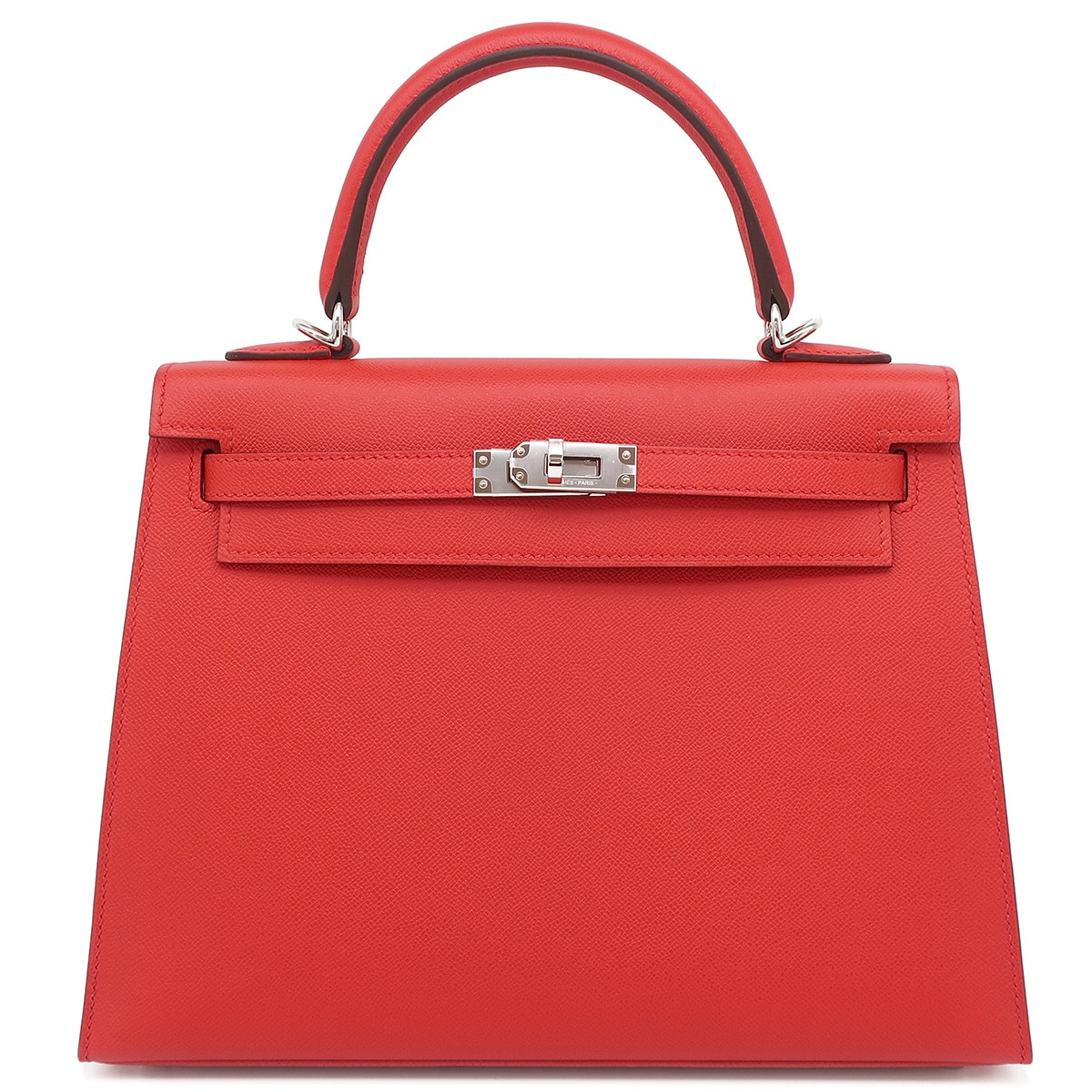 エルメス HERMES 2WAYバッグ ケリー25 外縫い ヴォーマダム ルージュクー シルバー金具 新品 未使用 赤 ショルダー K刻印（2025年製） 【箱】【中古】