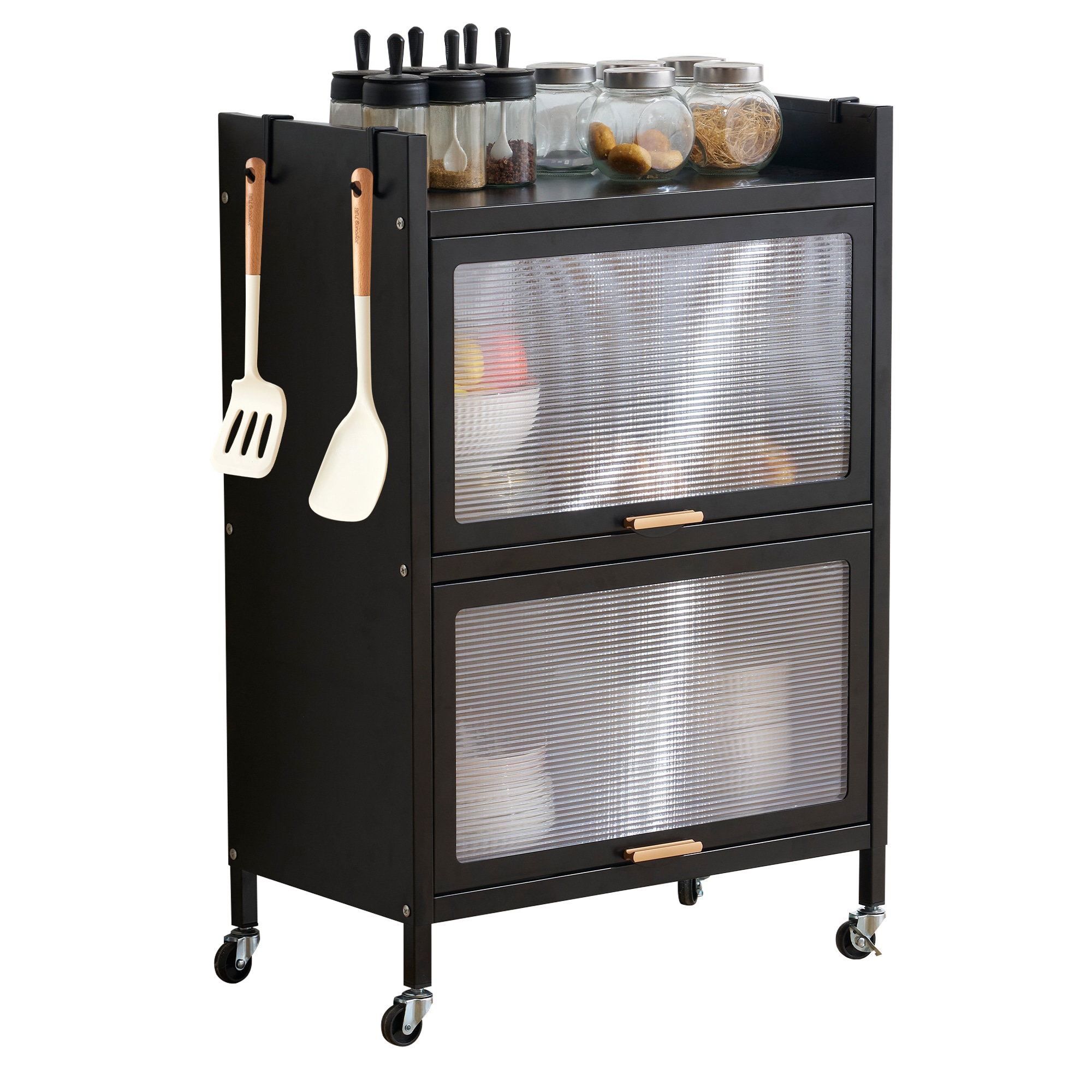 食器棚 キッチン収納 オープンラック キッチンラック 3段 本棚 収納棚 大容量 透明扉付 防塵 作業台 キッチン 多機能収納ラック リビングルーム 寢室 ホームオフィス 省スペース 頑丈