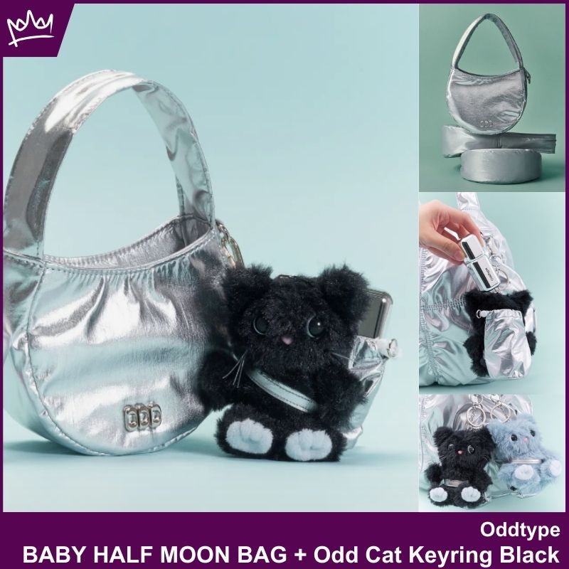 ベビーハーフムーンバッグ (baby half moon bag) + オードキャット キーリング ブラック