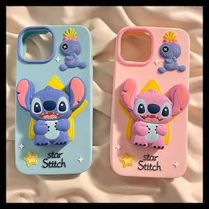 【1つ買うと10個もらえる】立体ホルダースティッチのカップル漫画はiphone15アップル14携帯電話ケース13シリコン12かわいい11を適用している134