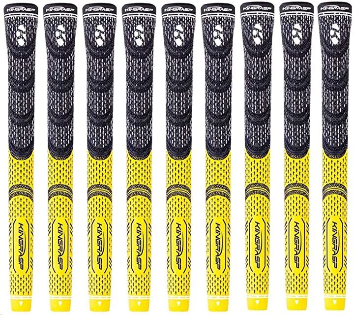 2020最新ゴルフグリップ ゴルフクラブグリップ ゴルフクラブ用パーツ 滑り止めラバーアイアン用 バックライン両面テープ付き 9本セット 黄色い (黄色い)