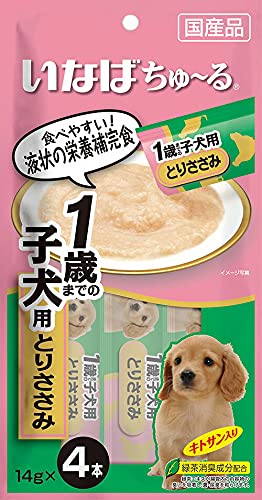 （まとめ買い）いなばペットフード ちゅ～る 1歳までの子犬用 とりささみ 14g×4本 犬用おやつ 【×24】