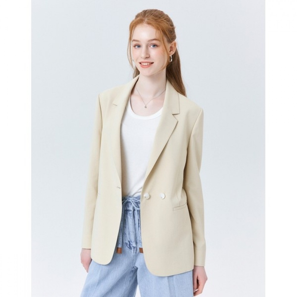 (ヘッジスレディース) 24SS ベージュソリッドロングスリーブジャケット HSJA4B391I1