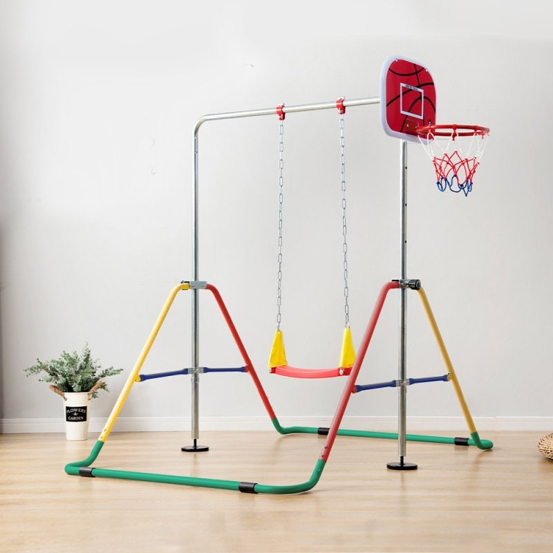 鉄棒 室内 屋外 折りたたみ 高さ調節可能 鉄棒ブランコバスケットゴール吊り輪子供用 キッズ こども鉄棒練習 体育 運動 ぶら下がり鉄棒 折りたたみ 多機能 てつぼう ブランコ+バスケットゴール+吊り