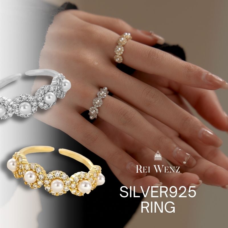 【高品質Silver925】【予約商品】シルバー リング パール オープン ニュアンス 華奢 レディース 重ね 金属アレルギー インスタ おしゃれ オフィス プレゼント 人気 韓国