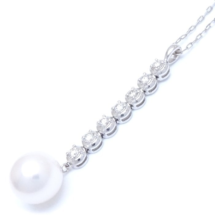 ネックレス パール8.5ミリ ダイヤモンド0.21ct K18WG ホワイトゴールド / 74780【中古】 38,578円