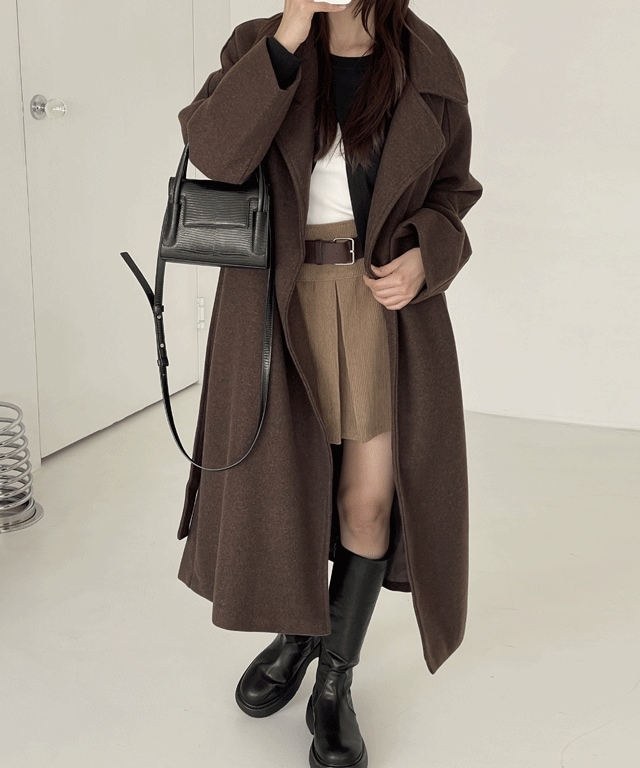 キャリン オーバーフィット ベルテッド ロング コート