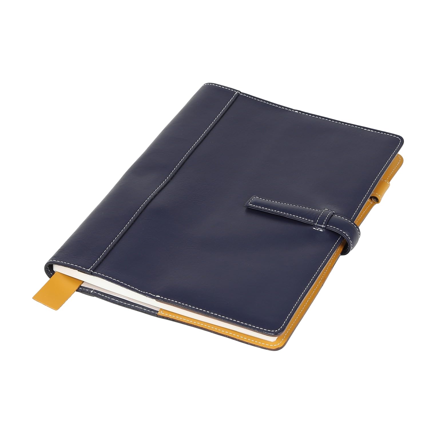 Lightex ノートカバー B5サイズ 本革 バイカラー 手帳カバー b5サイズ 牛本革 ダイアリー 手帳 ノート b5-monoleather (ネイビー)