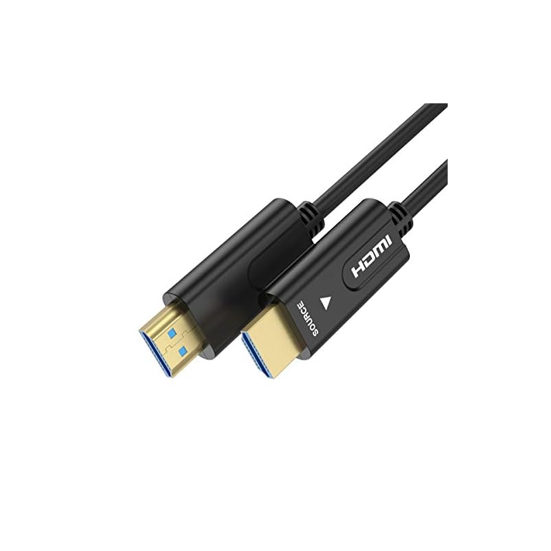 光ファイバー HDMI ケーブル 50M, UGOMI ファイバーHDMI 4K60HZ 光速 HDMI2.0b サポート18Gbps, ARC, Dolby Vision, 3D, HDCP2.2,