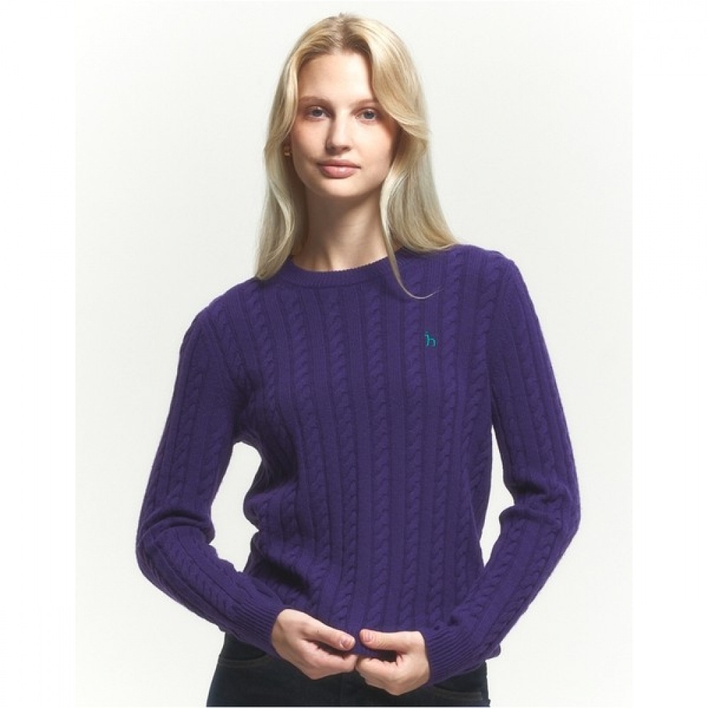 (ヘッジスレディース) 24FW ケーブルセーターバイオレット HSSW4DC85V3
