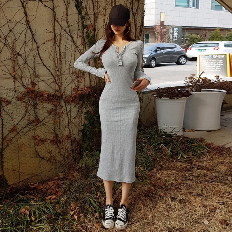 スウェットワンピース セーター. 長袖ワンピース スリム スリット ワンピース ドレス カジュアル ストリート アメカジ レディース プルオーバー ハイウエスト 韓国 ２カラー a3995