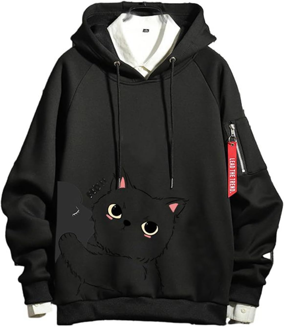 パーカー メンズ フード付き プルオーバー 秋服 猫柄 カジュアル オーバーサイズ 長袖 アウター かっこいい 防寒 お揃い スウェット お肌に優しい 綿 プリント 学生 カジュアル 通勤 スポーツ