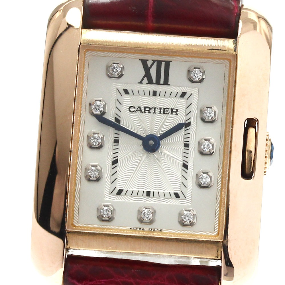 カルティエ CARTIER WJTA0007 タンク アングレーズ SM K18PG 11Pダイヤ クォーツ レディース _816659【中古】