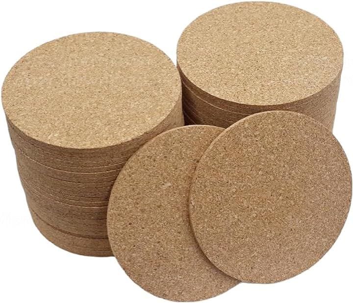 コルクコースター ドリンクコースター 直径90mm 厚さ3mm 丸型 大容量 シールなし 200枚セット( ブラウン, レギュラー)