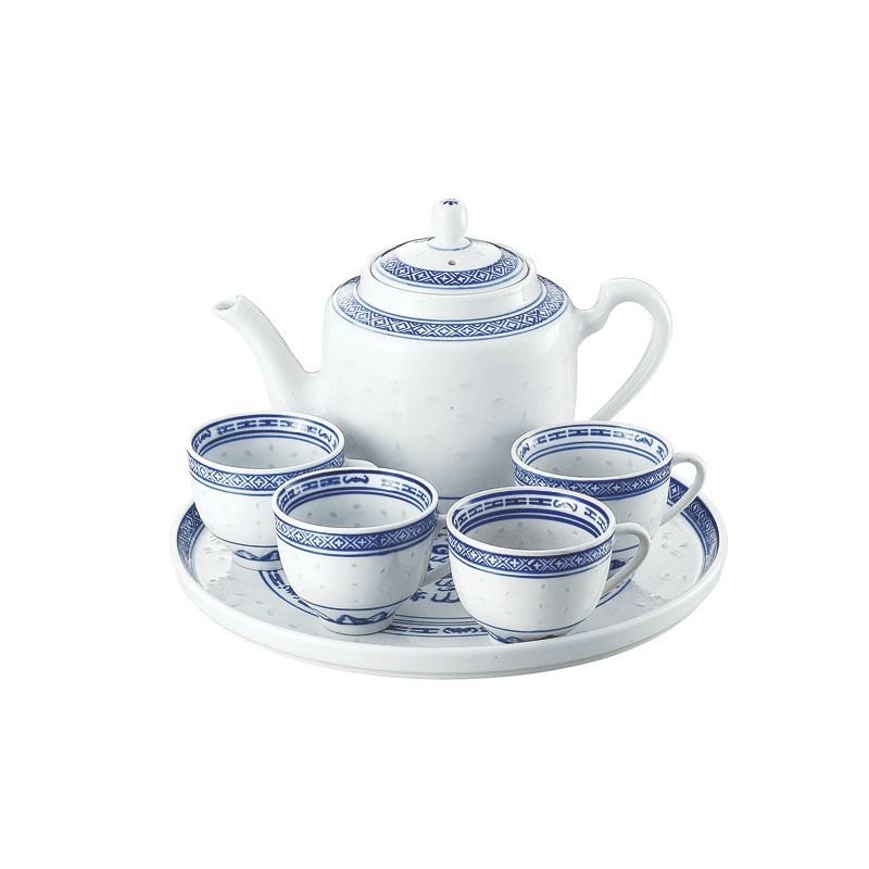 カンダ ホタル陶器（花） 6斗大茶具 トレーφ263mm急須750cc