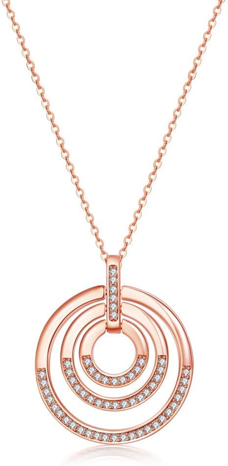 ロングネックレス レディース 3連サークル ペンダント 60+5cm