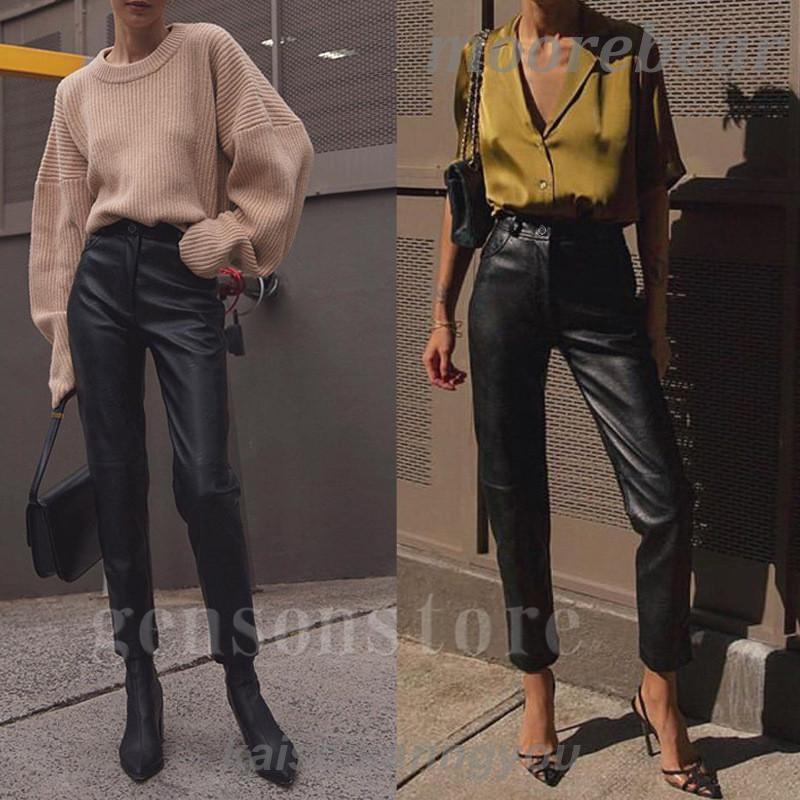 本日の限定商品 レザーパンツ レディース フェイクレザー パンツ ロングパンツ テーパードパンツ 九分丈 おしゃれ 秋 冬 ボトムス ストレート ゆる ワイドパンツ きれいめレザーパンツ レディース