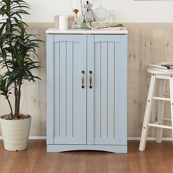 キャビネット 両開き 収納棚 カントリー調 フレンチスタイル 幅60cm