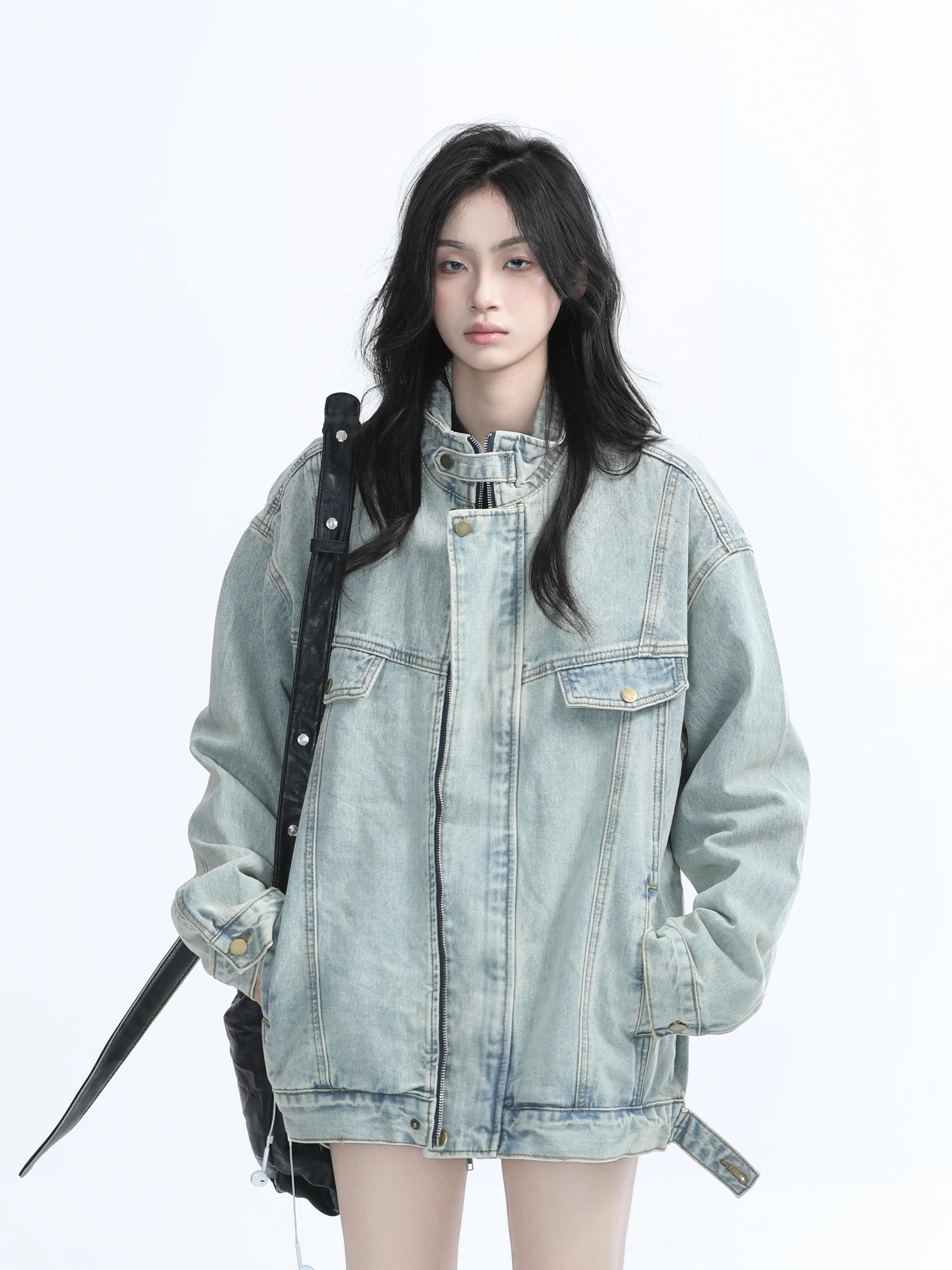 「SHANKONG」【高·品質版】【上品】2025新作 デニムジャケット アウター レトロ ゆったり 韓国ファッション レディーストップス アウター トップス セミロング トップス 4