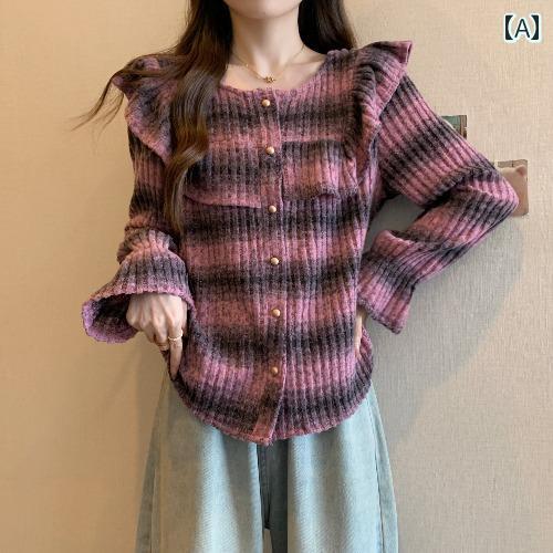 レディース トップス セーター パーカー オシャレ 韓国 カワイイ カジュアル カーディガン 長袖 ニット 秋冬 春 インナー デザイン ルーズ レディース トップス セーター パーカー オシャレ