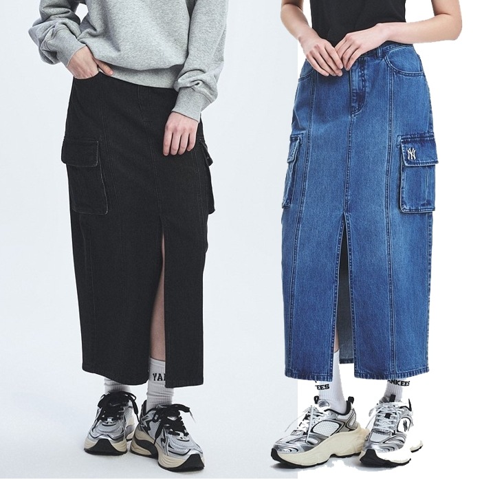 Basic Cargo Denim Long Skirt 3FDSB0251-50INS, 3FDSB0251-50BKS