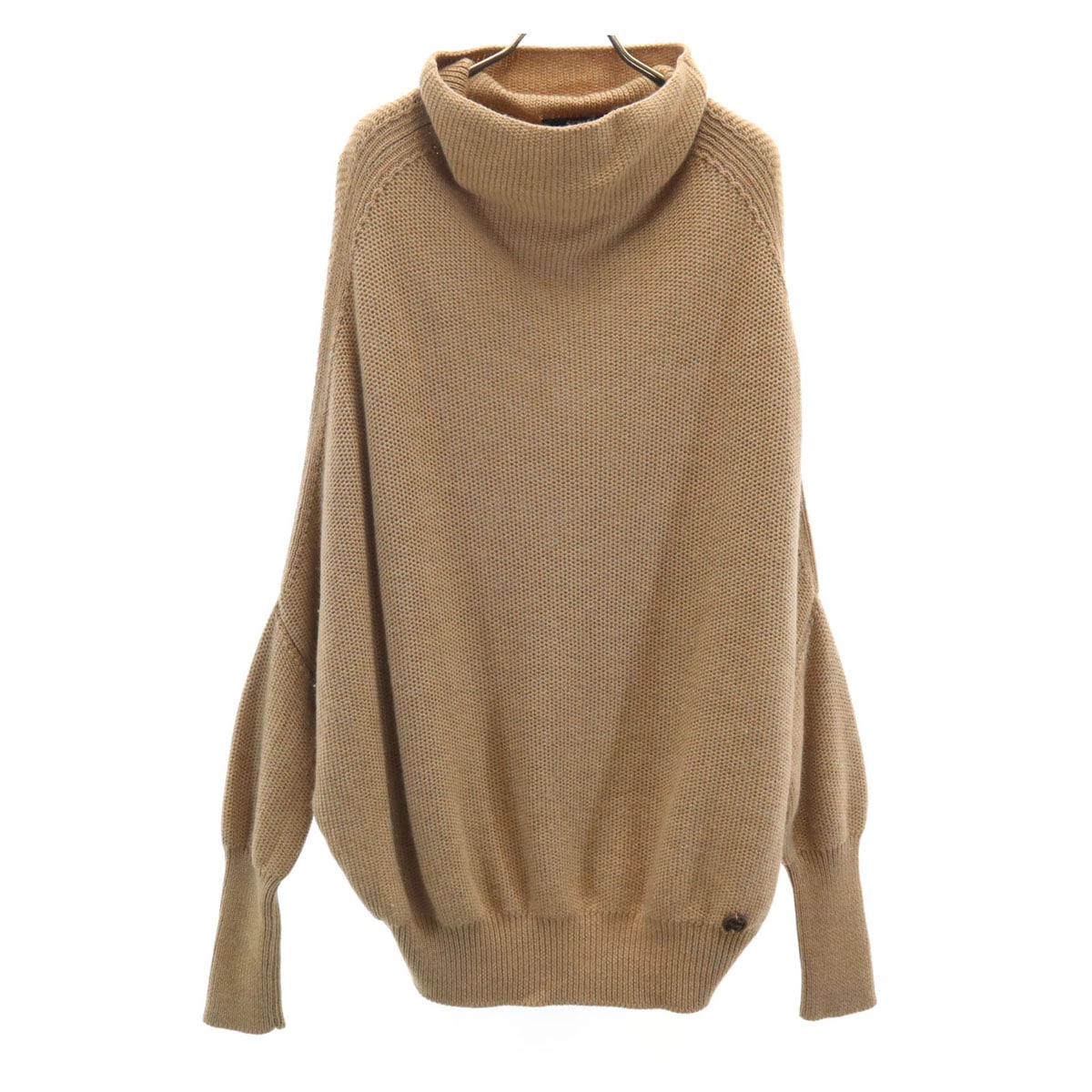 イタリア製 ウールブレンド 長袖 モックネック セーター S ベージュ メンズ 古着