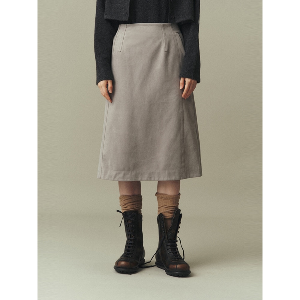 Ahwe エコスエード Aラインスカートライトグレー