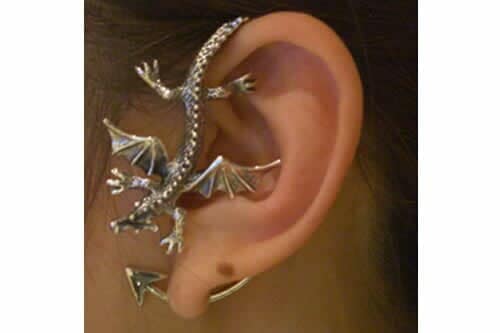 ドラゴンイヤーフック（左耳用） 竜 龍 シルバー925 イヤーラップ 男性 女性 イヤリング 高級 プレゼント 引っ掛けるだけ 本物の銀 アクセサリー 大きい かっこいい ew-00-00001xx