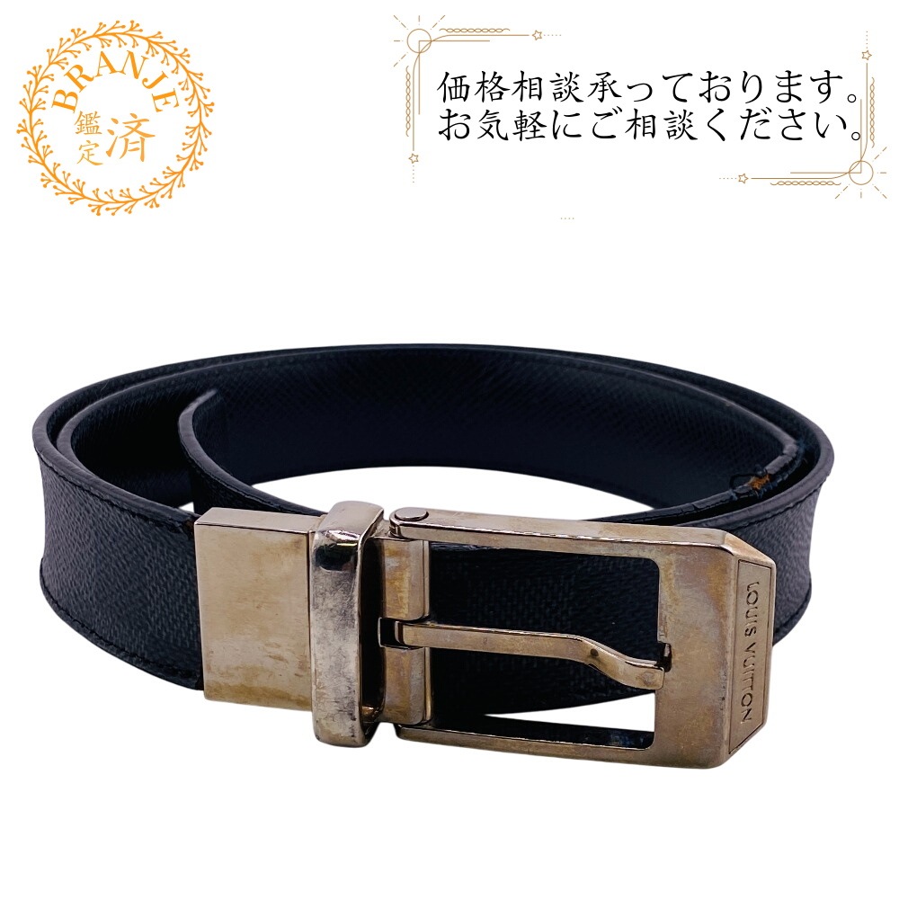 M6834 サンチュール ダミエグラフィット レザー ベルト ブラック ブランド